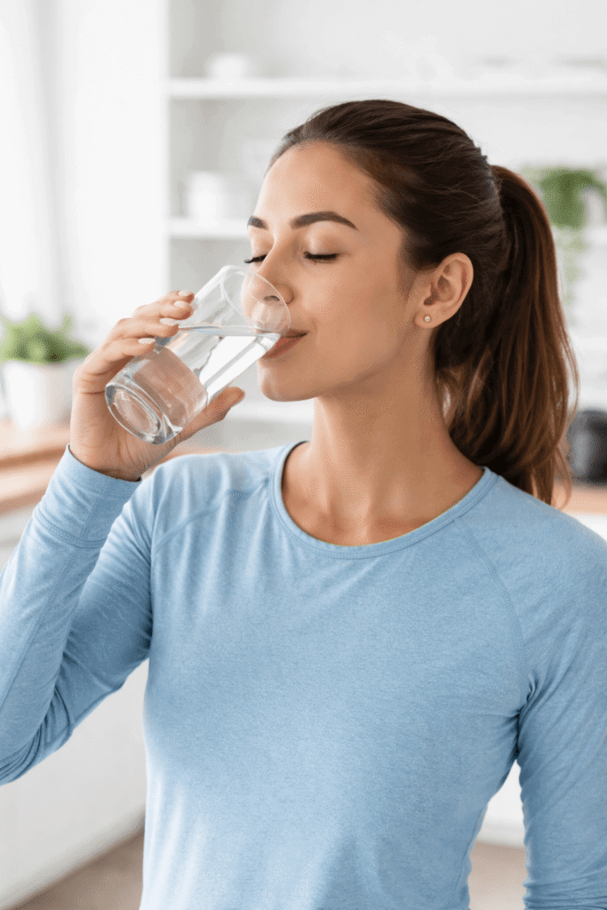 Persona bebiendo agua